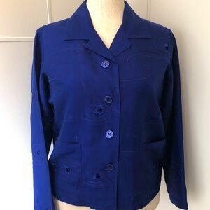 French Laundry Silk Blue Button Down Comfortable Jacket